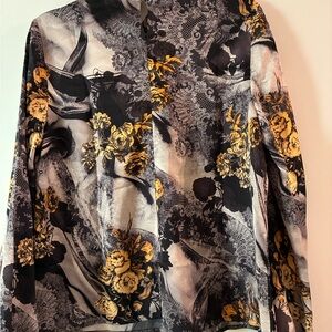 Floral Patterned Blouse with Yellow Accents